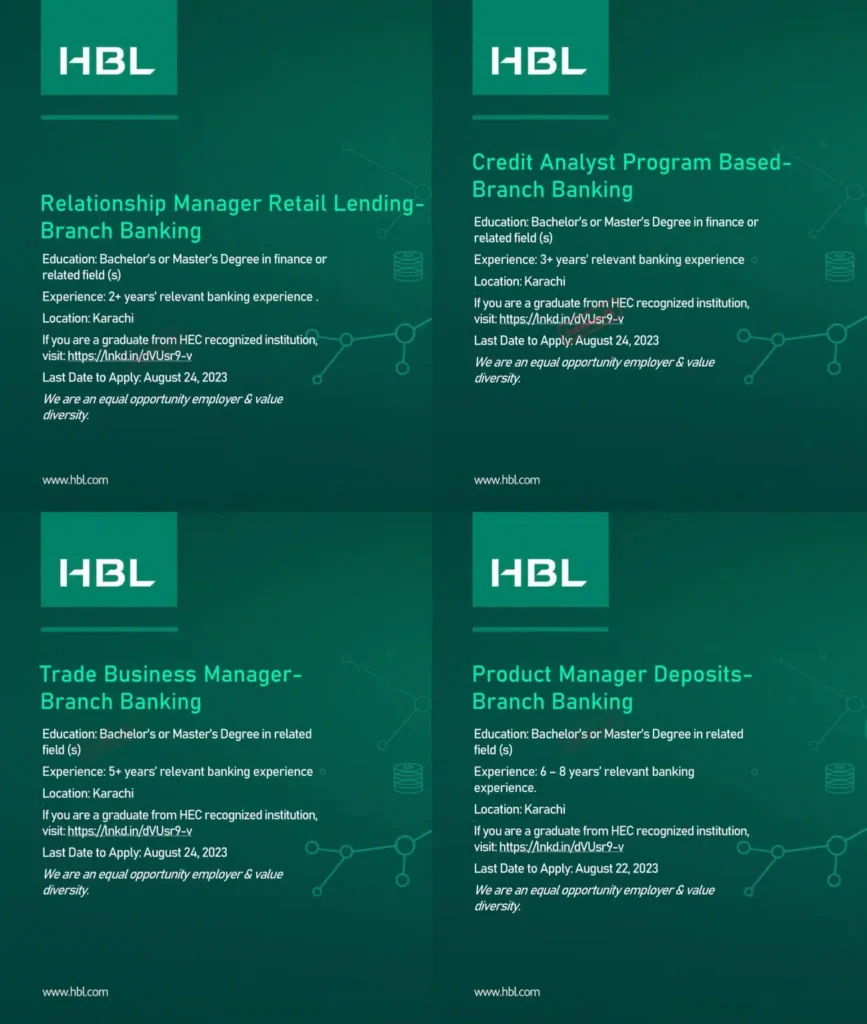 Habib Bank Limited HBL Jobs 2023 Apply online
