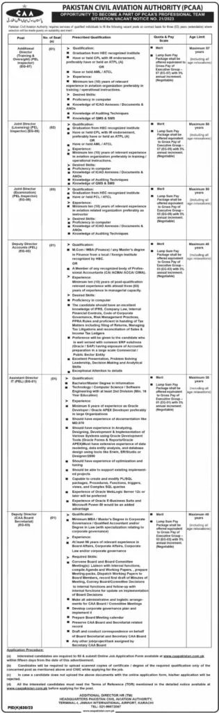 Pakistan civil Aviation Authority jobs 2023