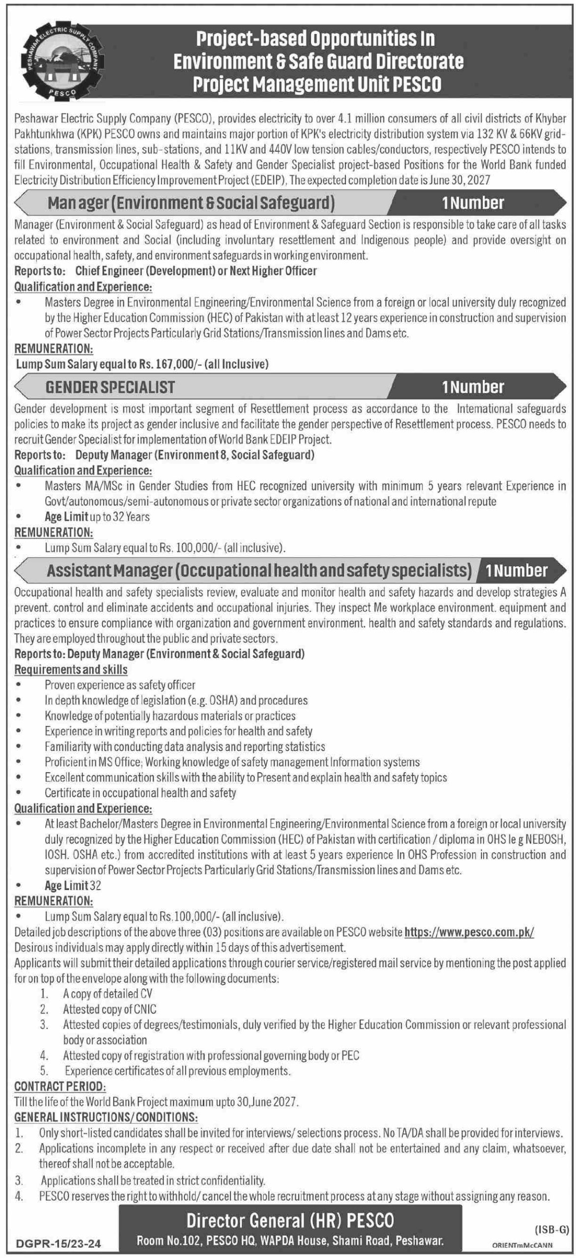 Peshawar Electric Supply Company jobs 2023 online Apply