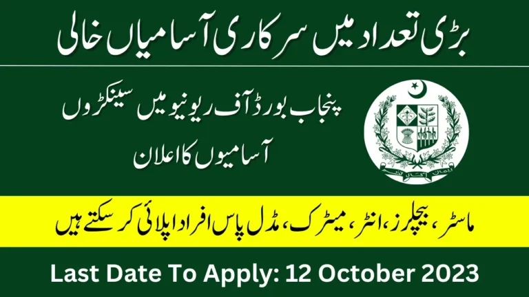 Board of Revenue Punjab Jobs 2023 online apply