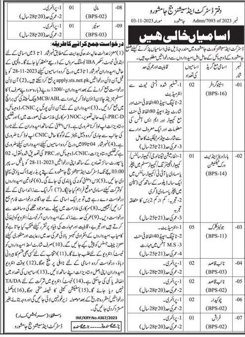 District and Sessions Judge Jamshoro Jobs 2023