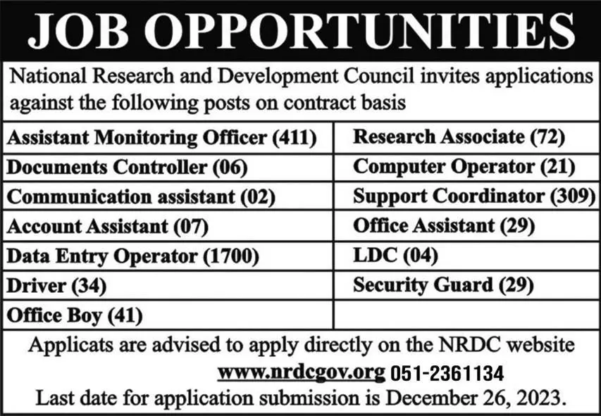 National Research And Development Council Jobs 2023