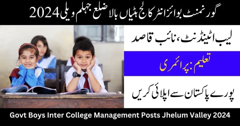 Govt Boys Inter College Management Posts Jhelum Valley 2024