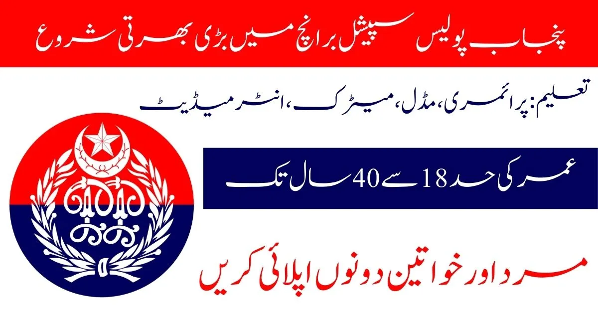 Special Branch Punjab Police Jobs 2024