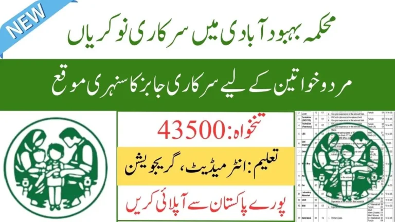 Population Welfare Department Balochistan Jobs 2024