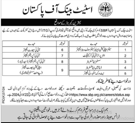 State Bank Of Pakistan SBP Jobs 2024