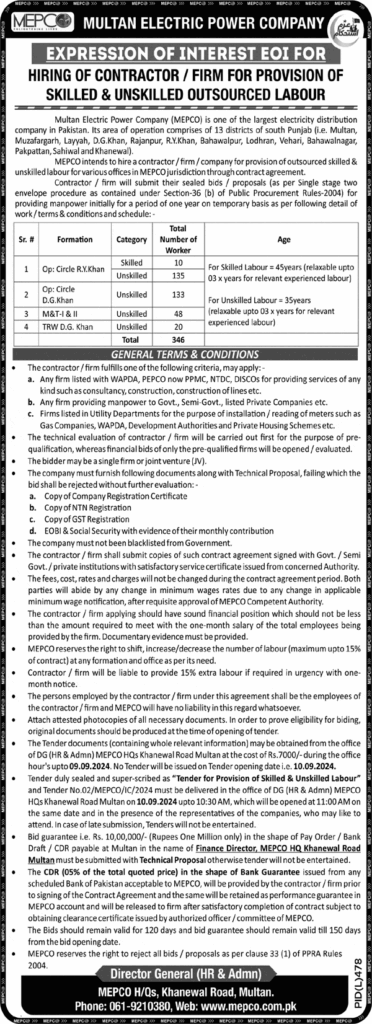 Multan Electric Power Company MEPCO Jobs 2024 online apply