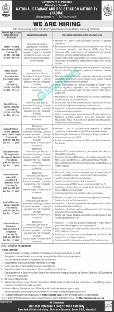 National Database and Registration Authority NADRA Jobs