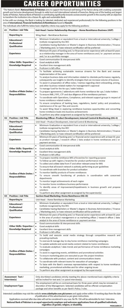 National Bank of Pakistan NBP Jobs 2025 Apply Online Now