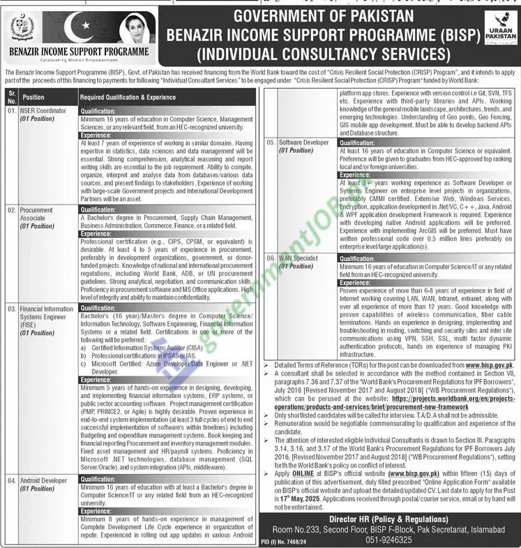 Benazir Income Support Programme BISP Jobs 2025 - Apply Online Now 2 Benazir Income Support Programme BISP Jobs 2025 - Apply Online Now